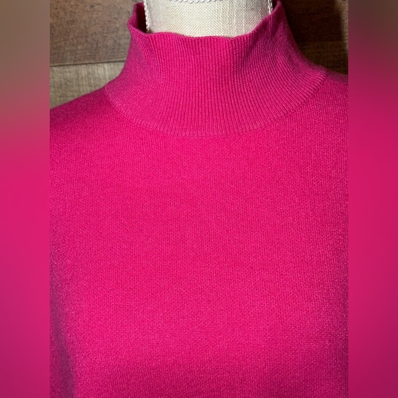 Entro Hot Pink Mock Neck Side Slit Sweater Long Sleeve size S/M - Picture 6 of 11
